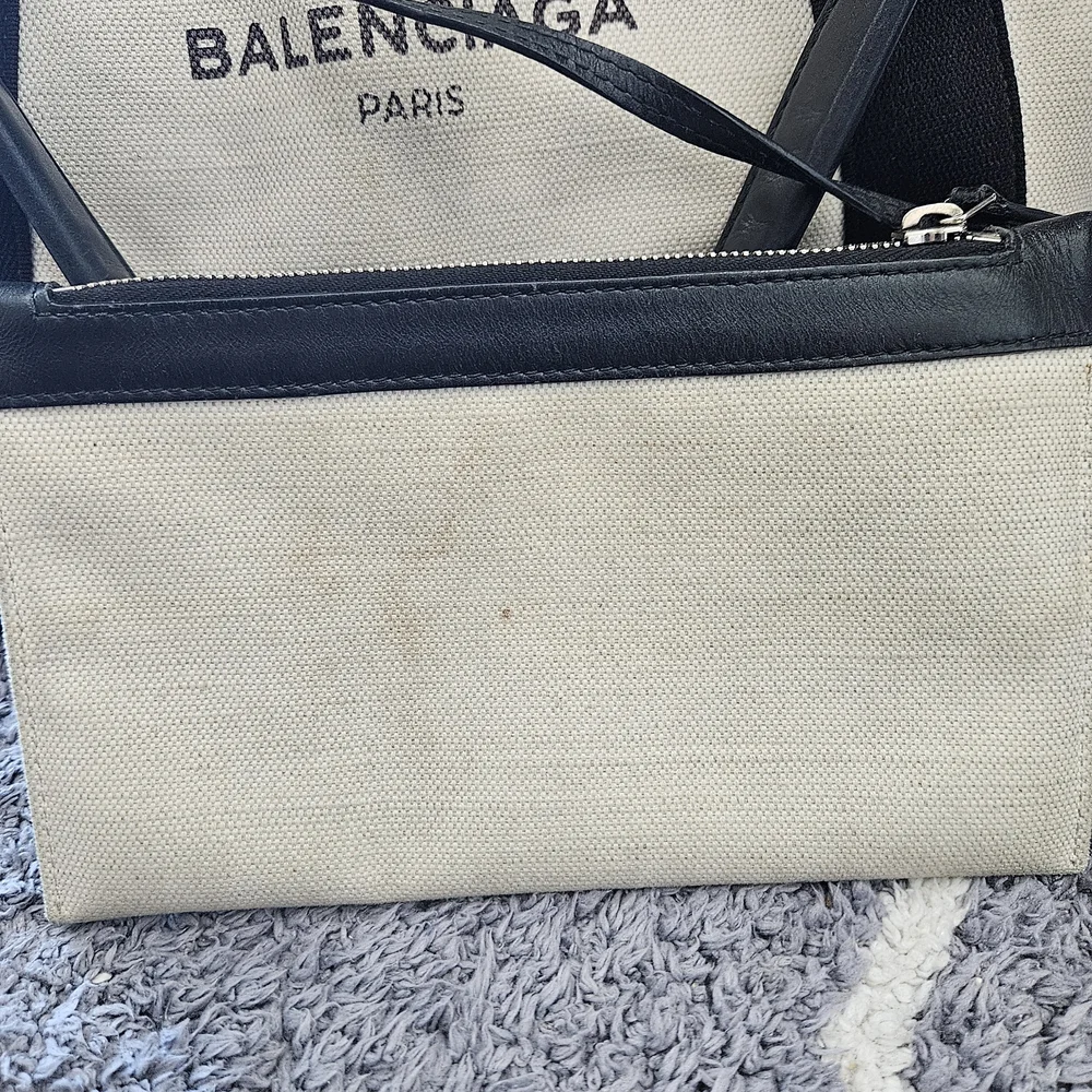 Balenciaga Canvas Tote with Zip Pouch - Cream & Black - Picture 3 of 12